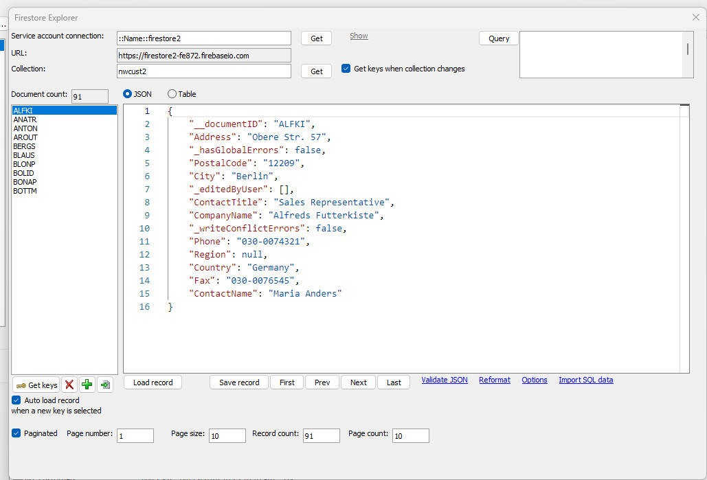 Firestore Explorer tool.